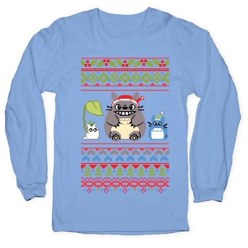 Totoro Ugly Christmas Sweater Longsleeve Tee